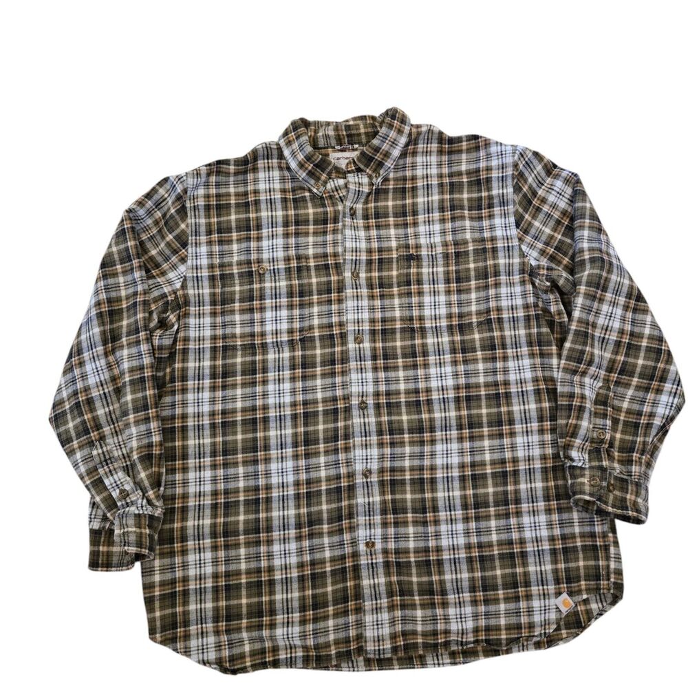 Carhartt Men’s 2XL plaid flannel shirt‎ Button Long Sleeve 100% cotton